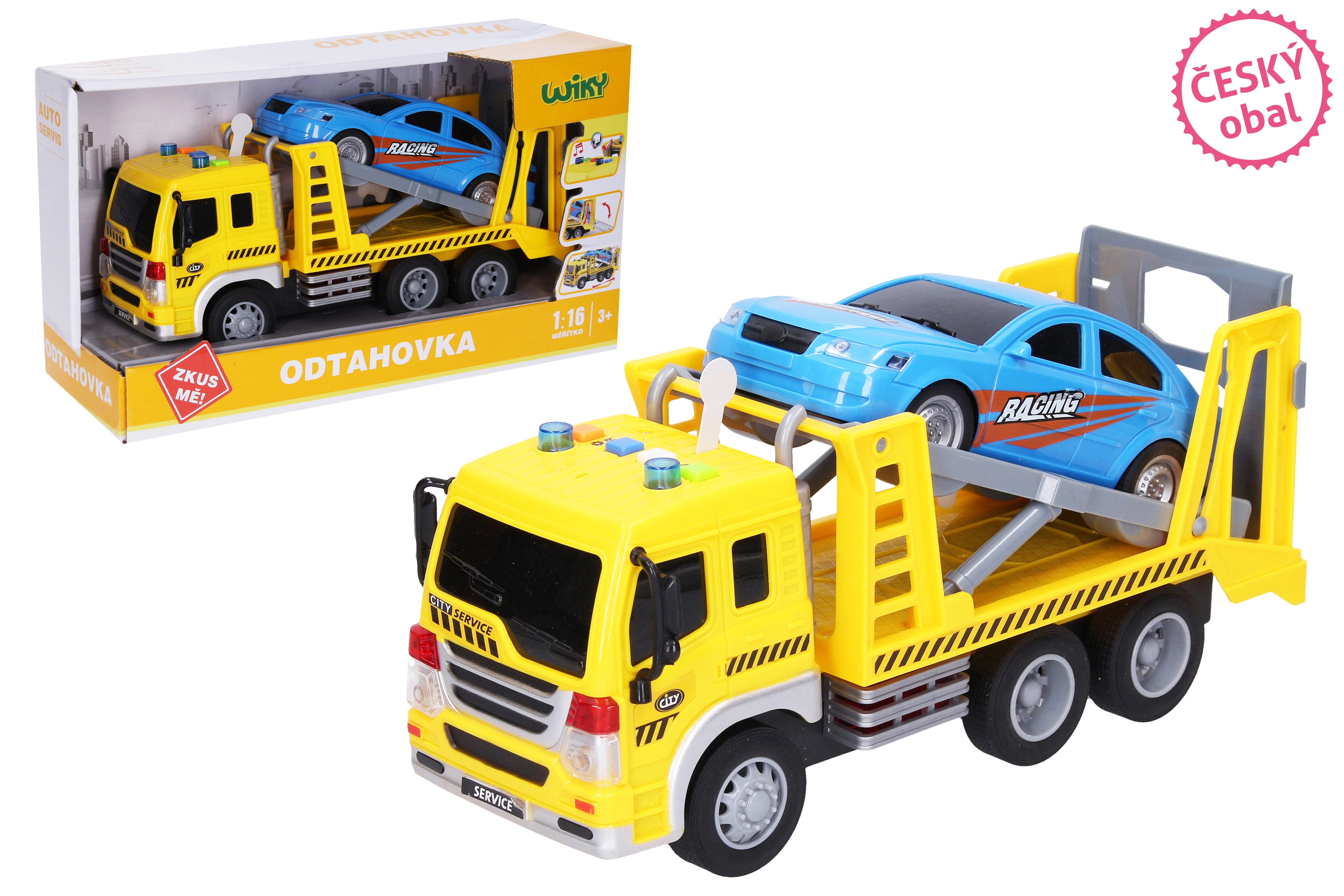 Levně Wiky vehicles Tahač s autem a efekty 26x10x14 cm