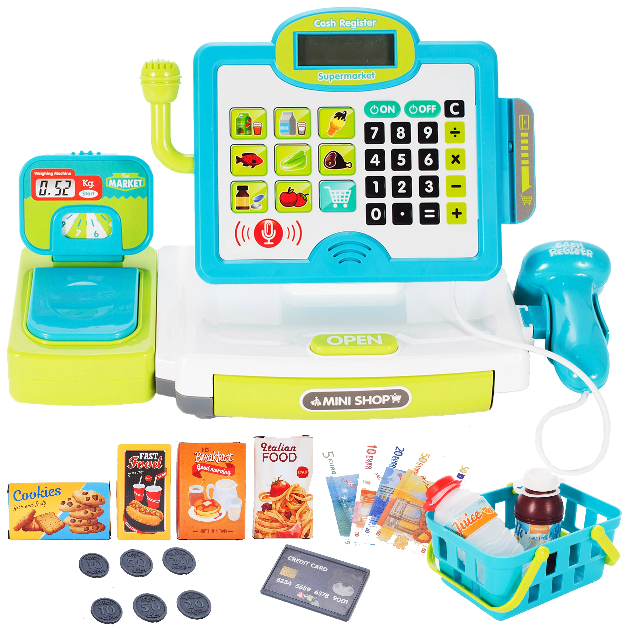 Dětská pokladna s dotykovým panelem a skenerem