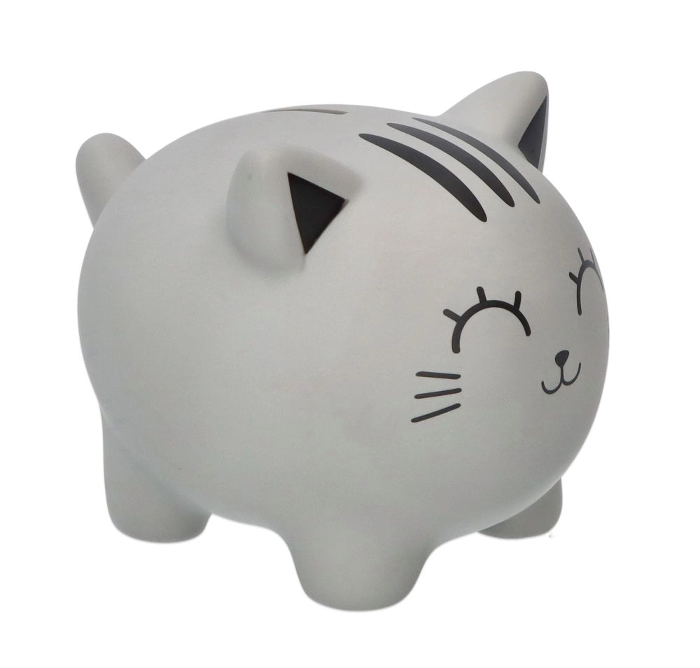 Velká pokladnička šedá kočka