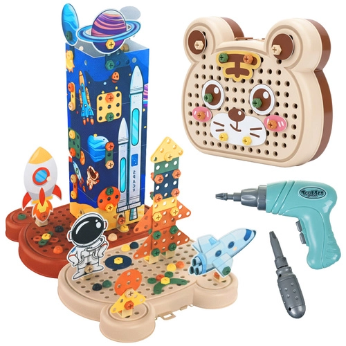 Konstrukční stavebnice 3D – vesmírná sada s elektrickým šroubovákem, 161 dílů