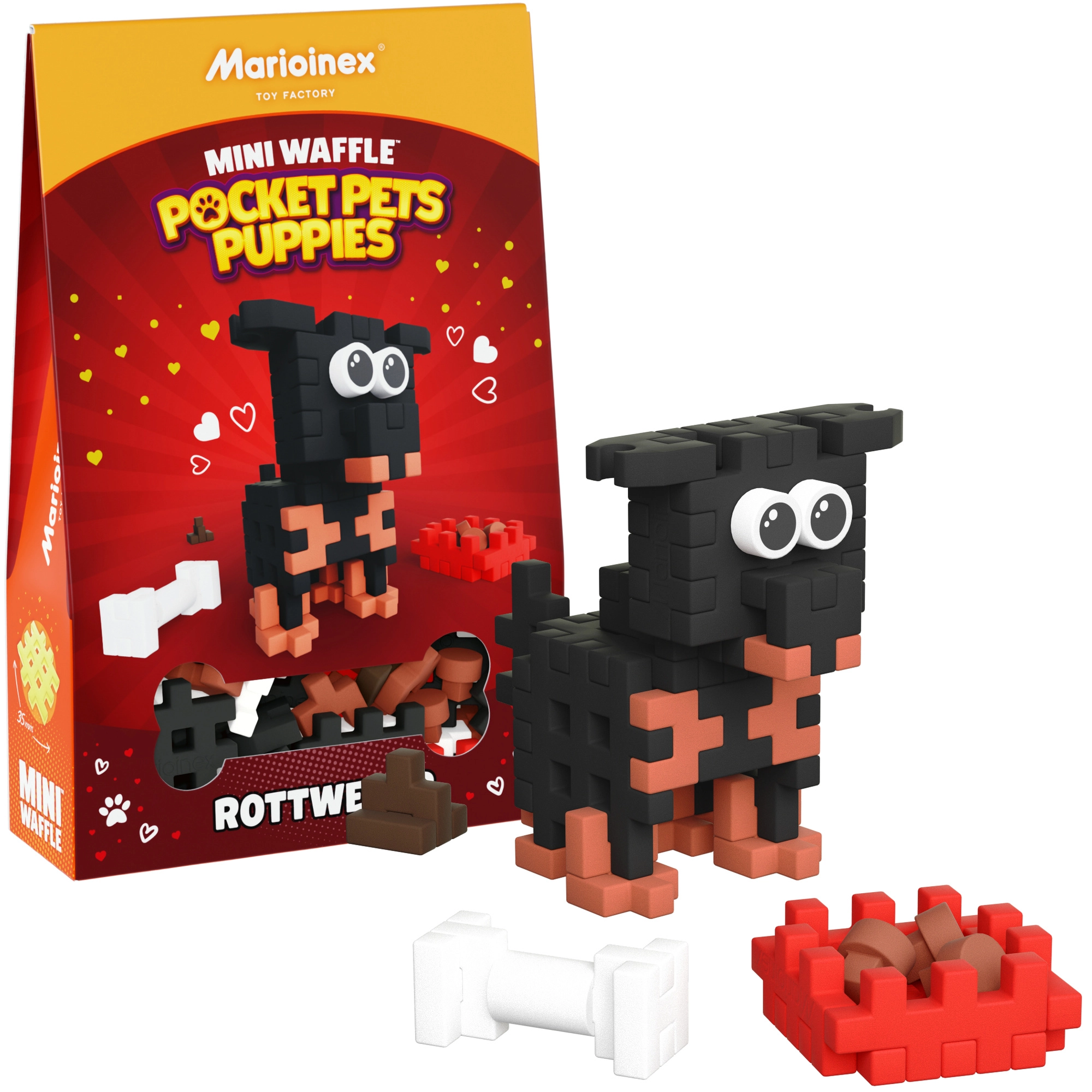 Stavebnice Mini Waffle Pocket Pets štěně Rottweiler