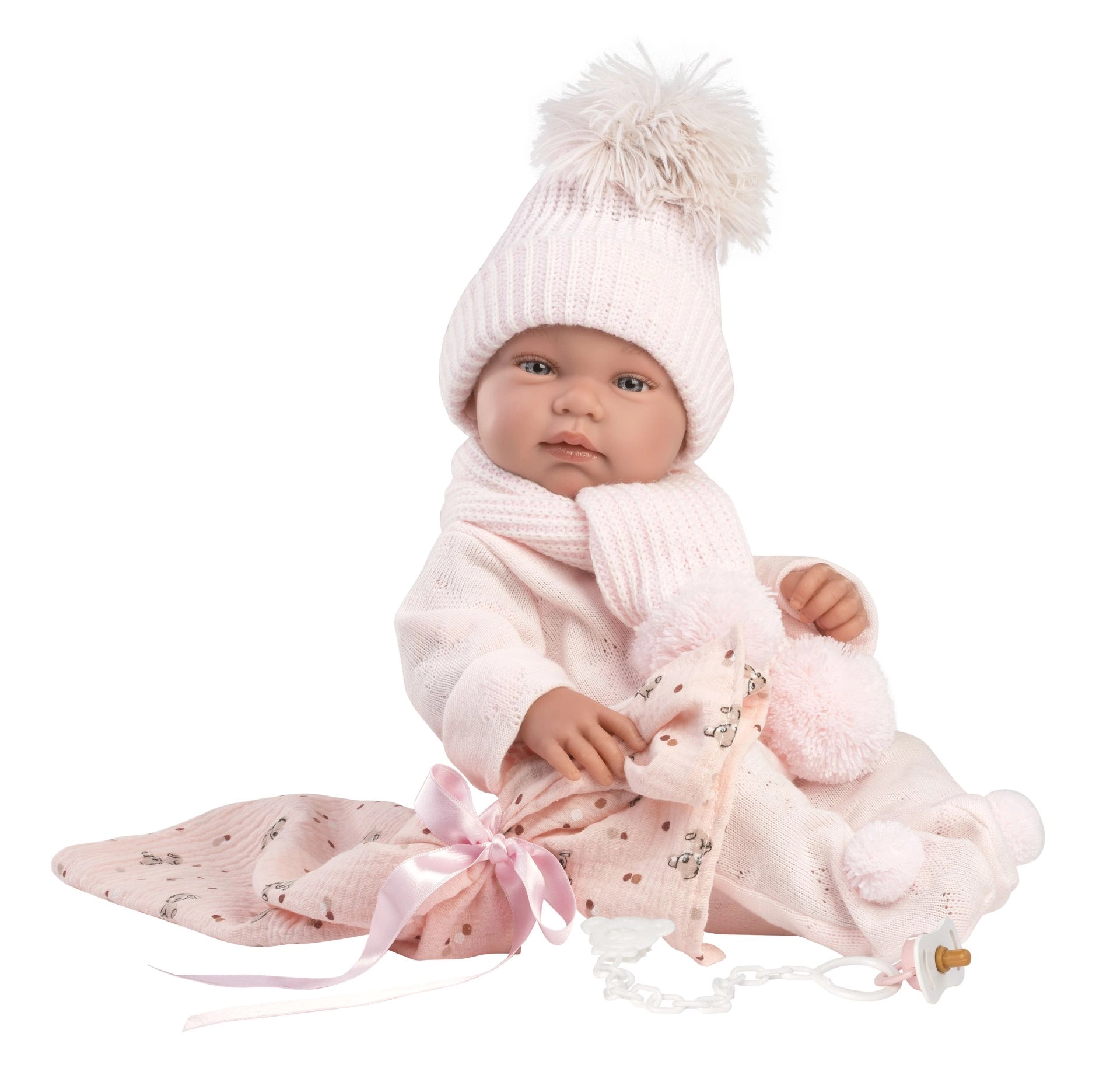 Levně Llorens New Born holčička – realistická panenka miminko 43 cm, celovinylové tělo