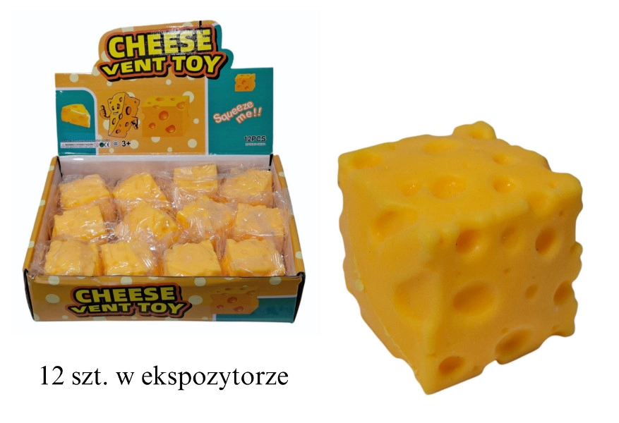 Antistresový gniotek ve tvaru čtvercového sýra