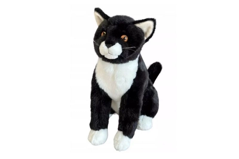 Sedící černá kočka plyšová 28 cm