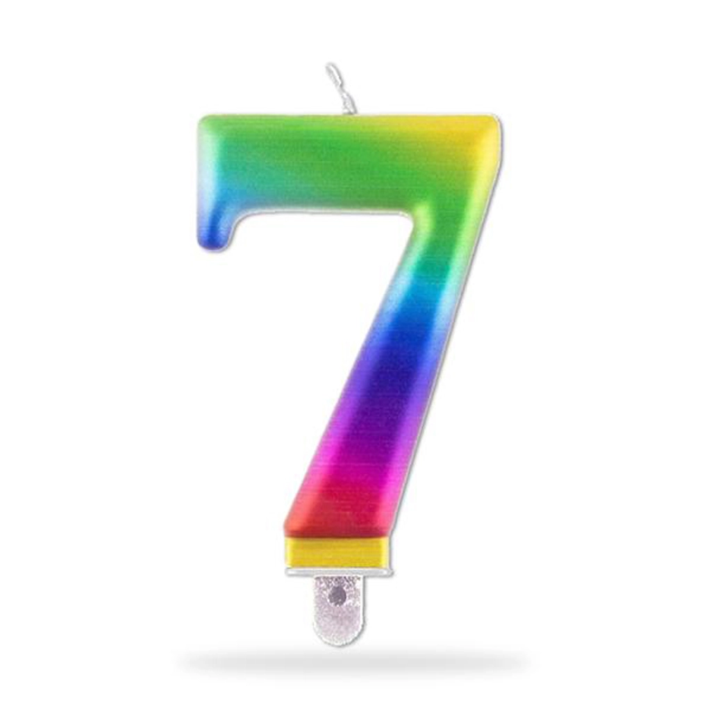 Toro Svíčka číslice 7 zapichovací 7,5cm duhová