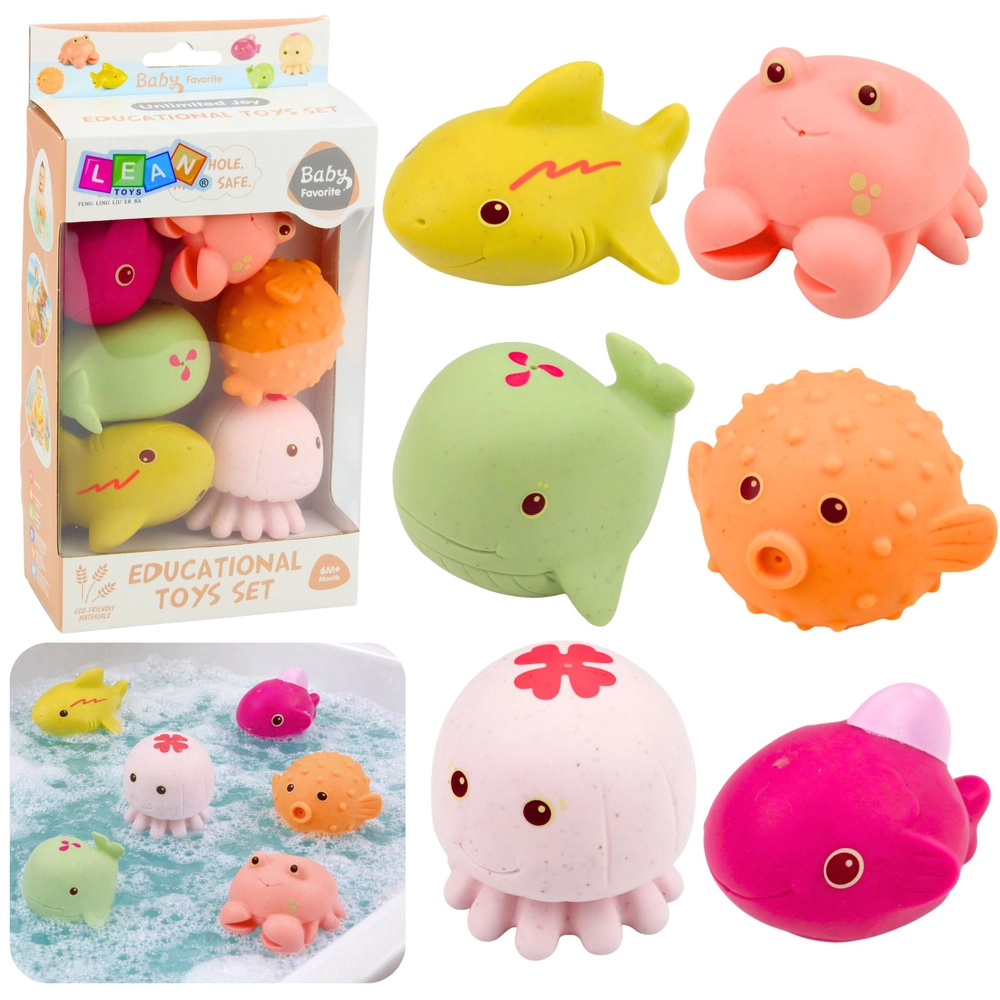 Sada gumových mořských zvířátek do koupele – 6 ks