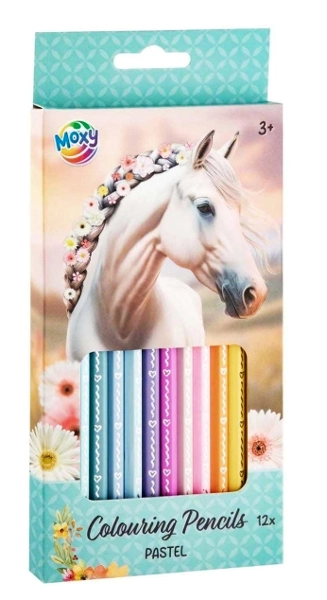 Pastelové pastelky s motivem bílého koně – sada 12 ks