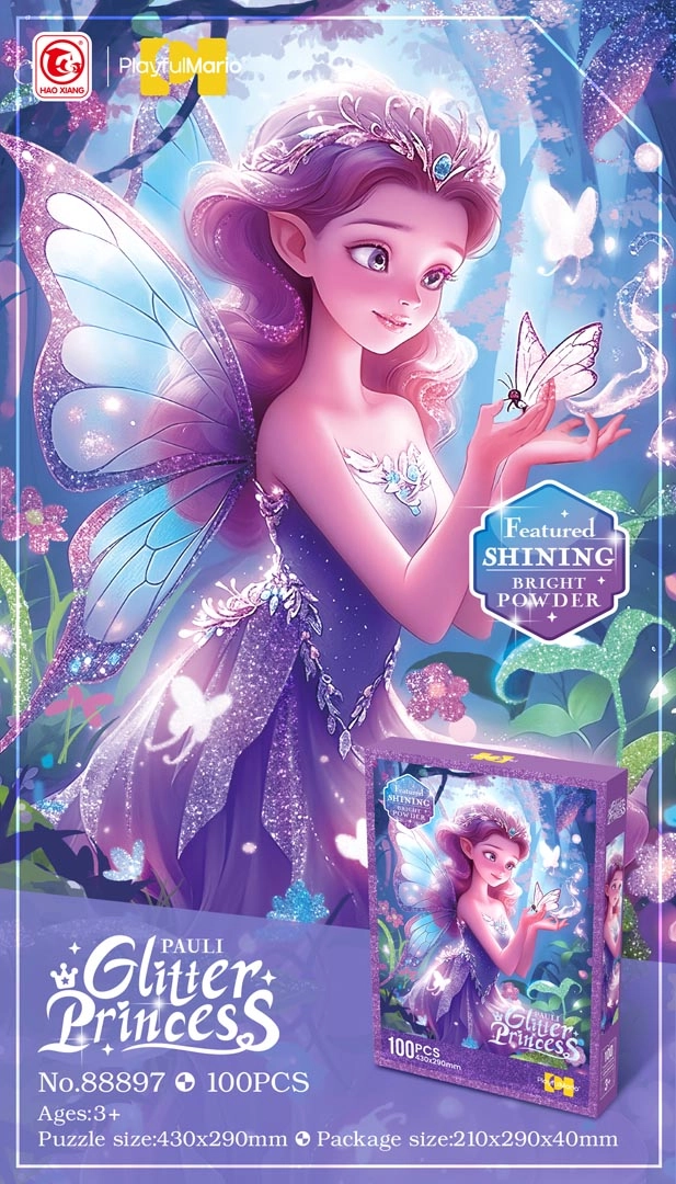 Puzzle 100 dílků – fialová víla s třpytkami