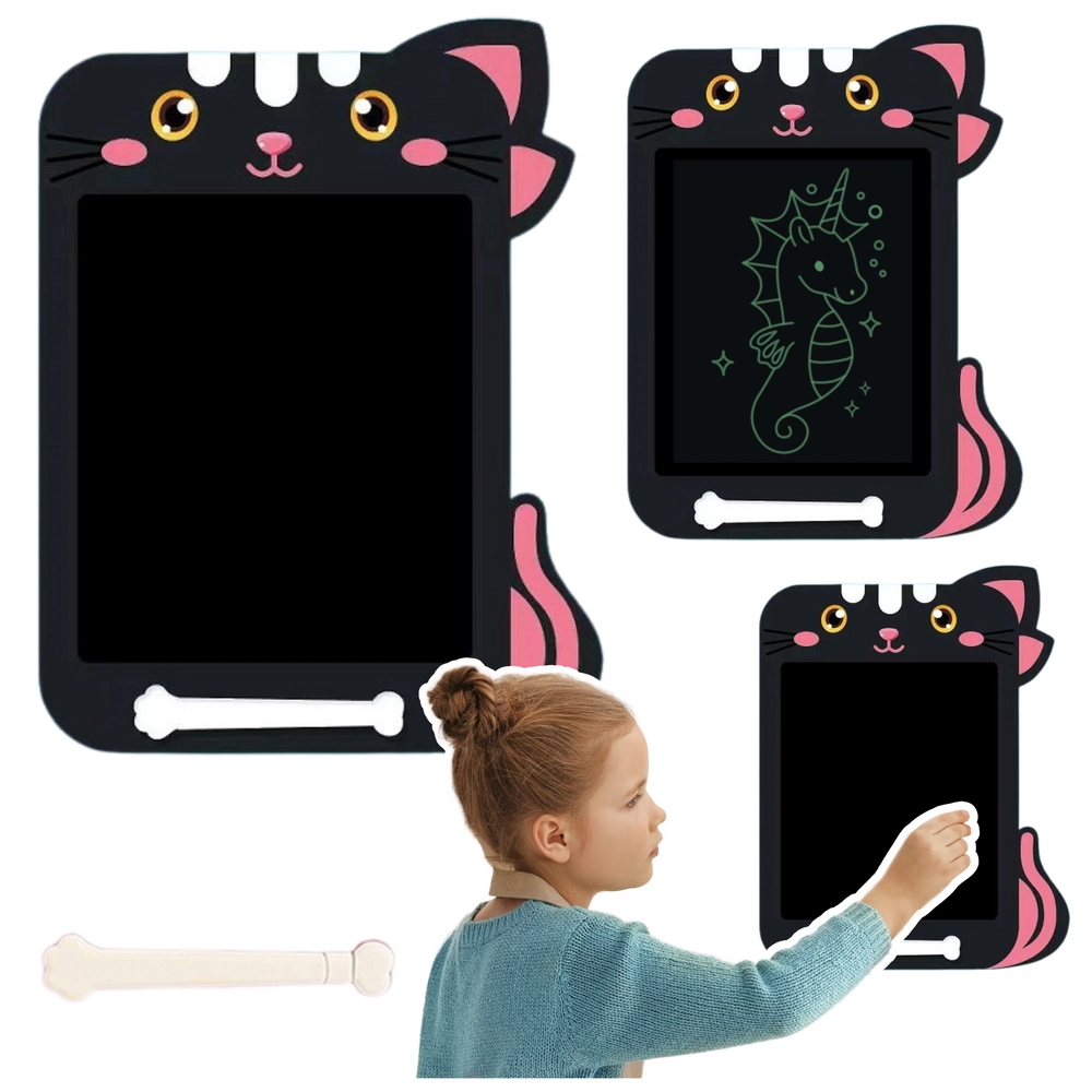 Znikopis LCD tablet pro děti s motivem kočky - Černý