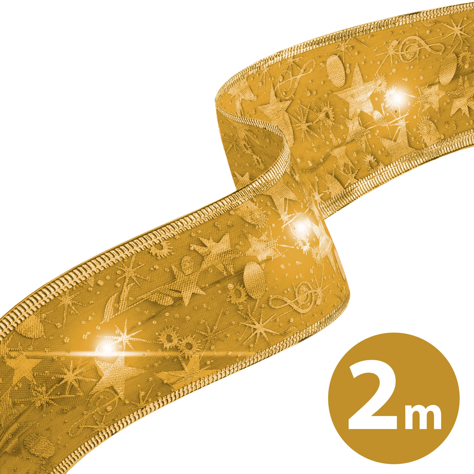Vánoční LED stuha zlatá 2 m