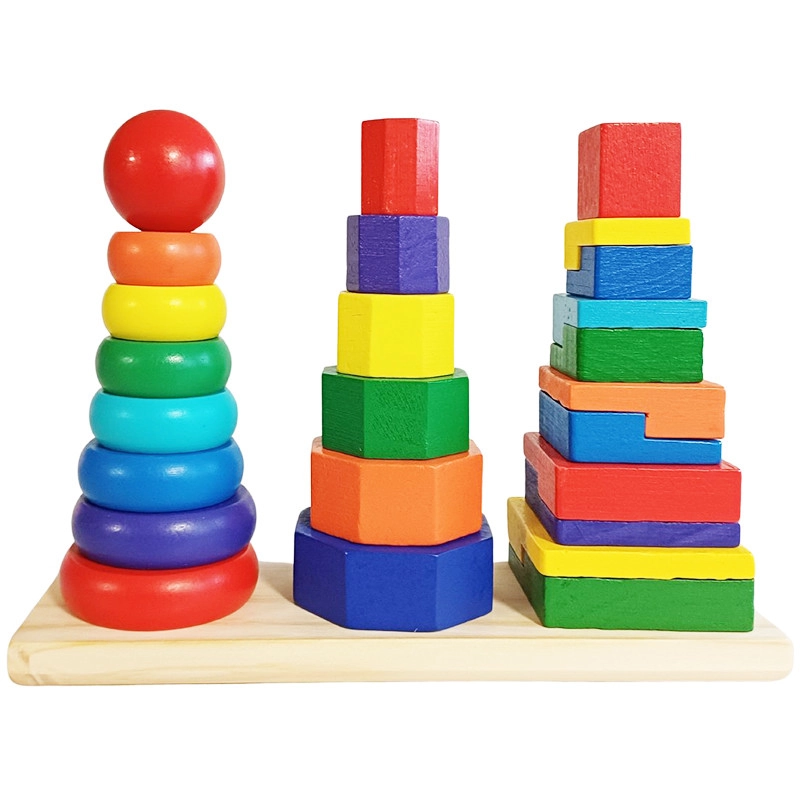 Dřevěné pyramidy – logická hra pro děti 3+