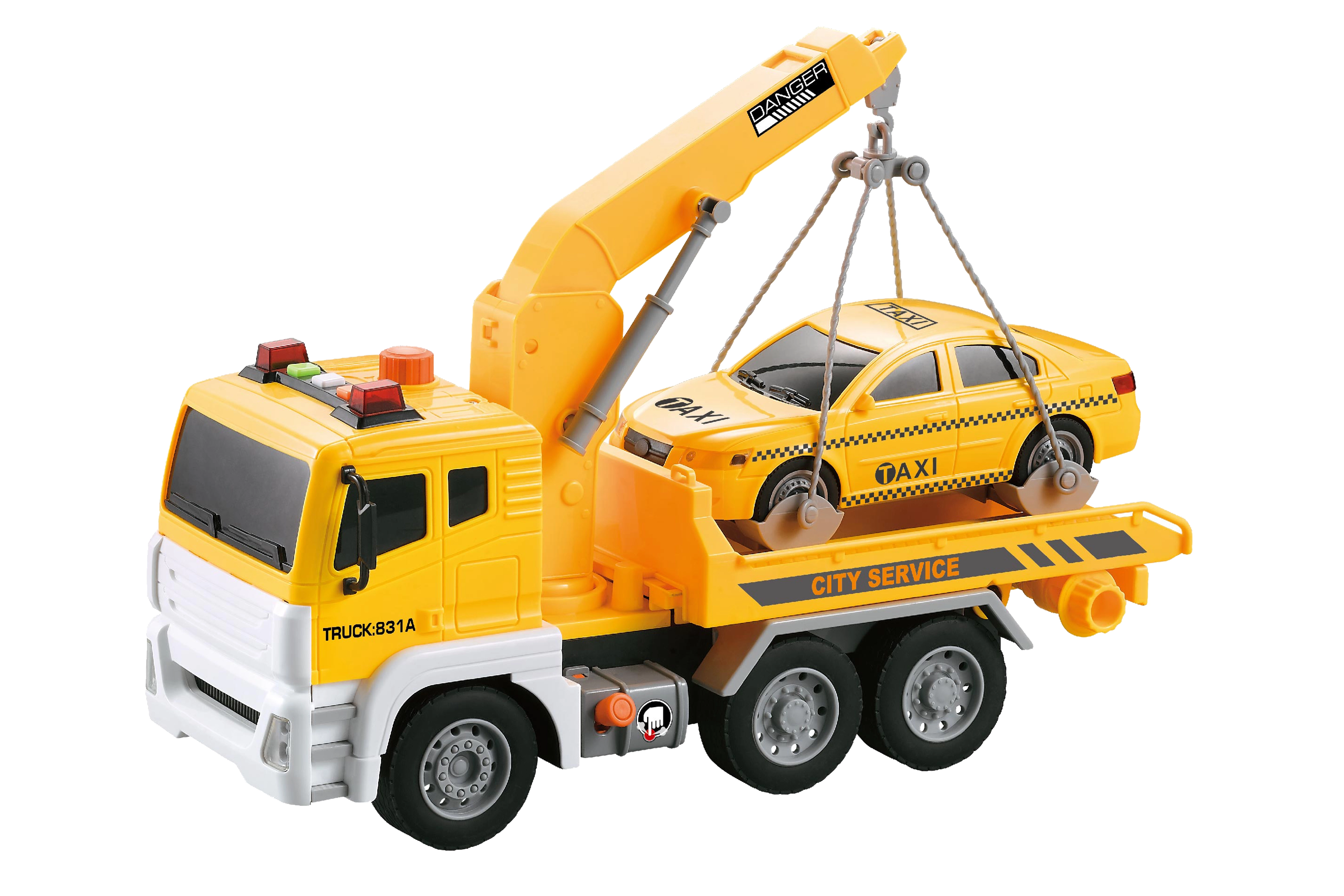 Levně Tahač s taxíkem a světelnými a zvukovými efekty 30 cm