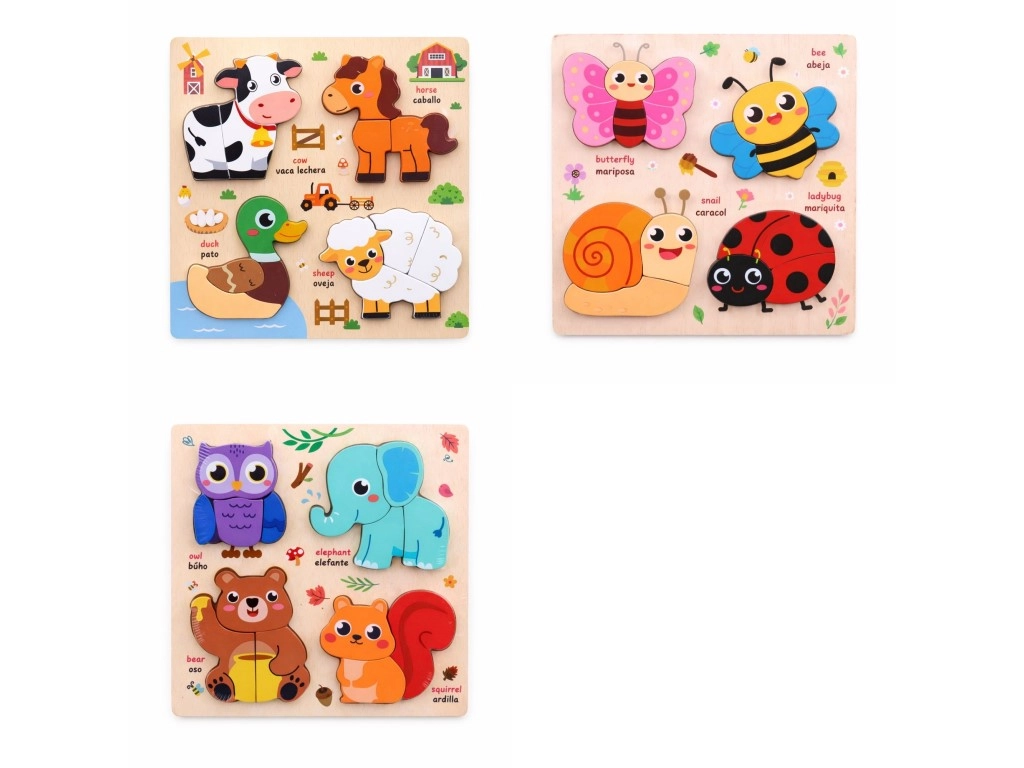 Dřevěné puzzle zvířátka 18 × 18 cm