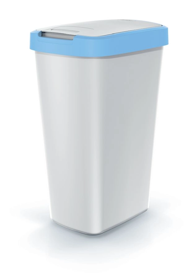 Prosperplast COMPACTA Q popelavý se světle modrým víkem 45l