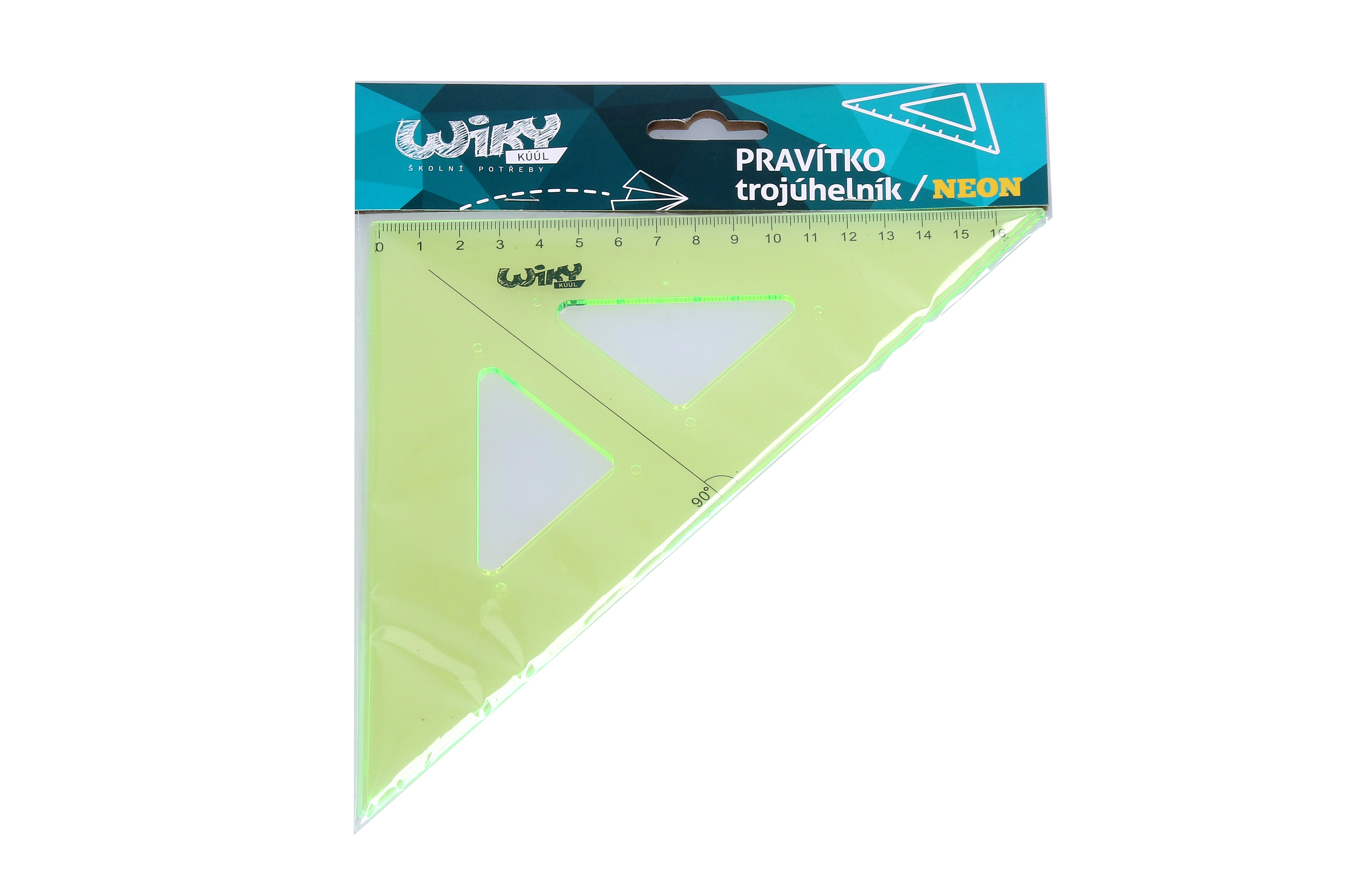 Levně Pravoúhlý trojúhelník neon 16 cm