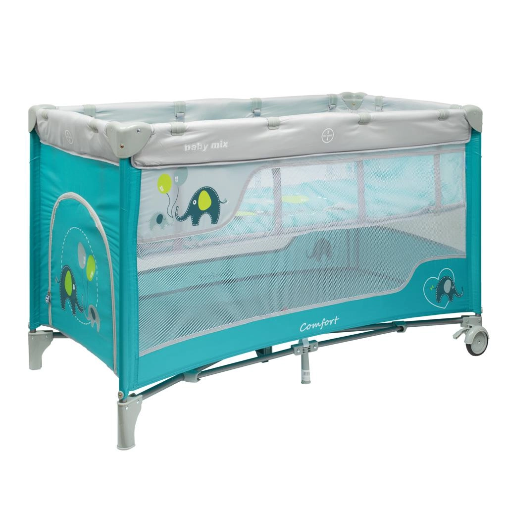 Dětská cestovní postýlka se závěsným lůžkem Baby Mix sloni modrá