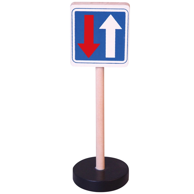 Dřevěná dopravní značka Babu – přednost před protijedoucími