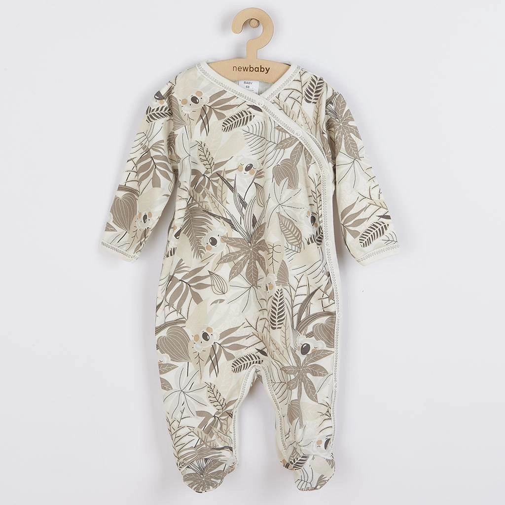 Kojenecký bavlněný overal s bočním zapínáním New Baby Lovely hnědý