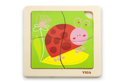 Dřevěné puzzle s beruškou – 4 dílky