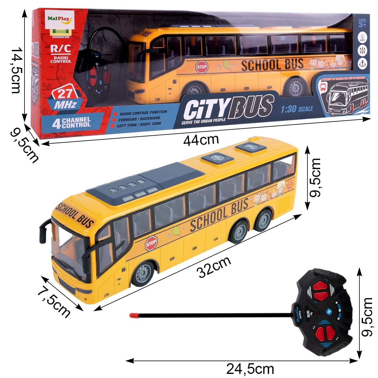 Dálkově ovládaný městský autobus v měřítku 1:30