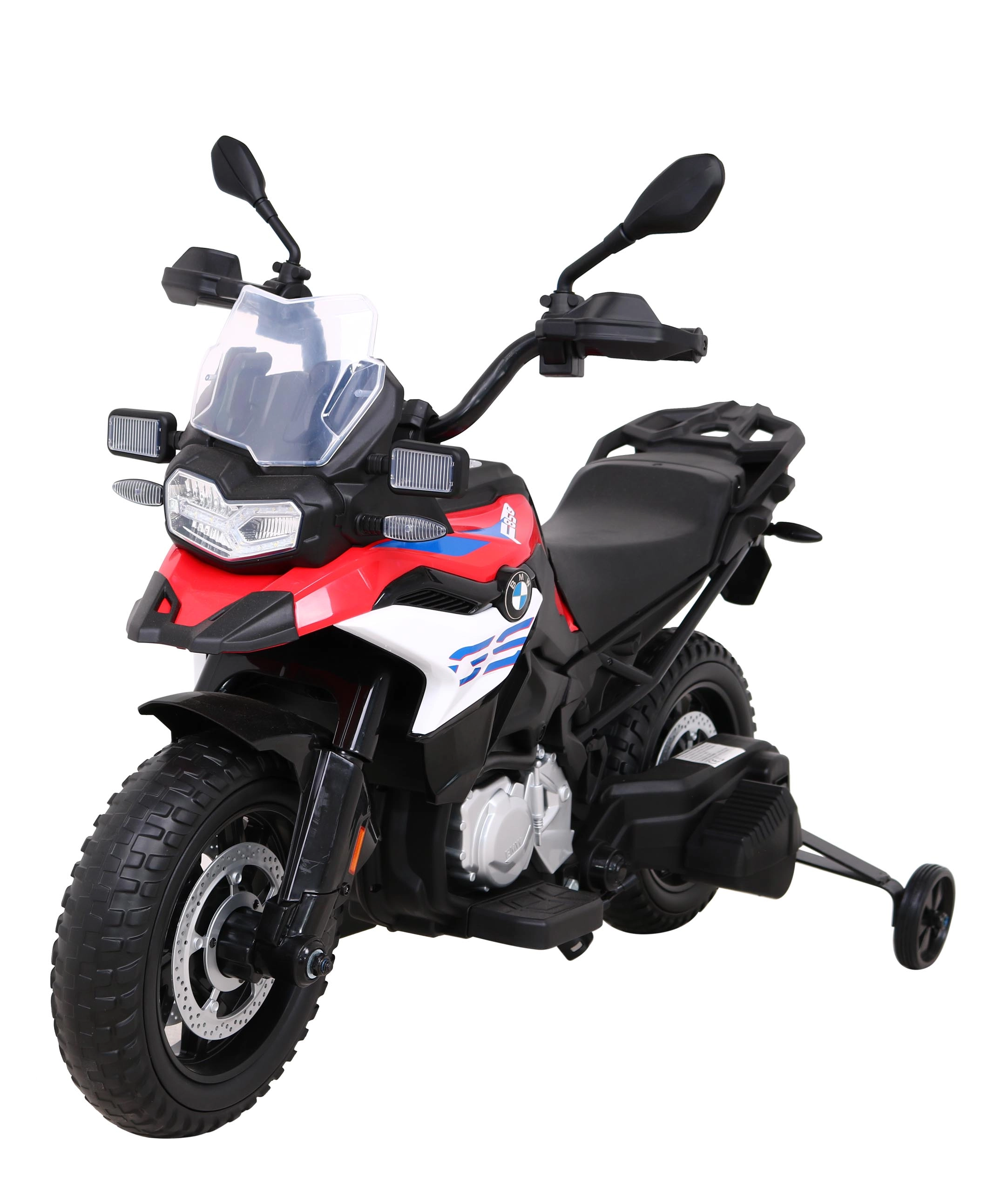 Dětská elektrická motorka BMW F850 GS, červená, EVA kola, LED světla, pomalý start