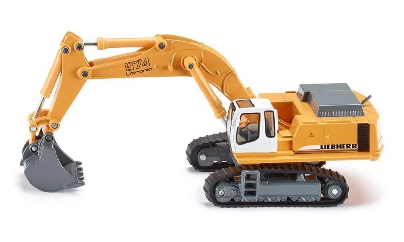 Levně Hydraulický pásový bagr 1:87 – kovový a plastový model s pohyblivým ramenem