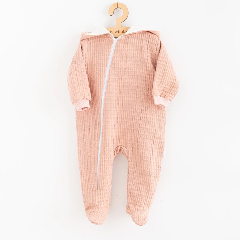 Kojenecký mušelínový overal s kapucí růžový NEW BABY Comfort Clothes