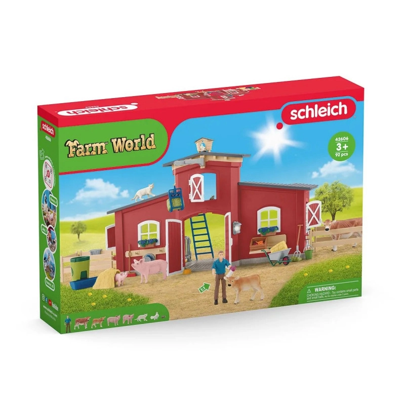 Levně Schleich velká stodola se zvířaty a příslušenstvím Farm World