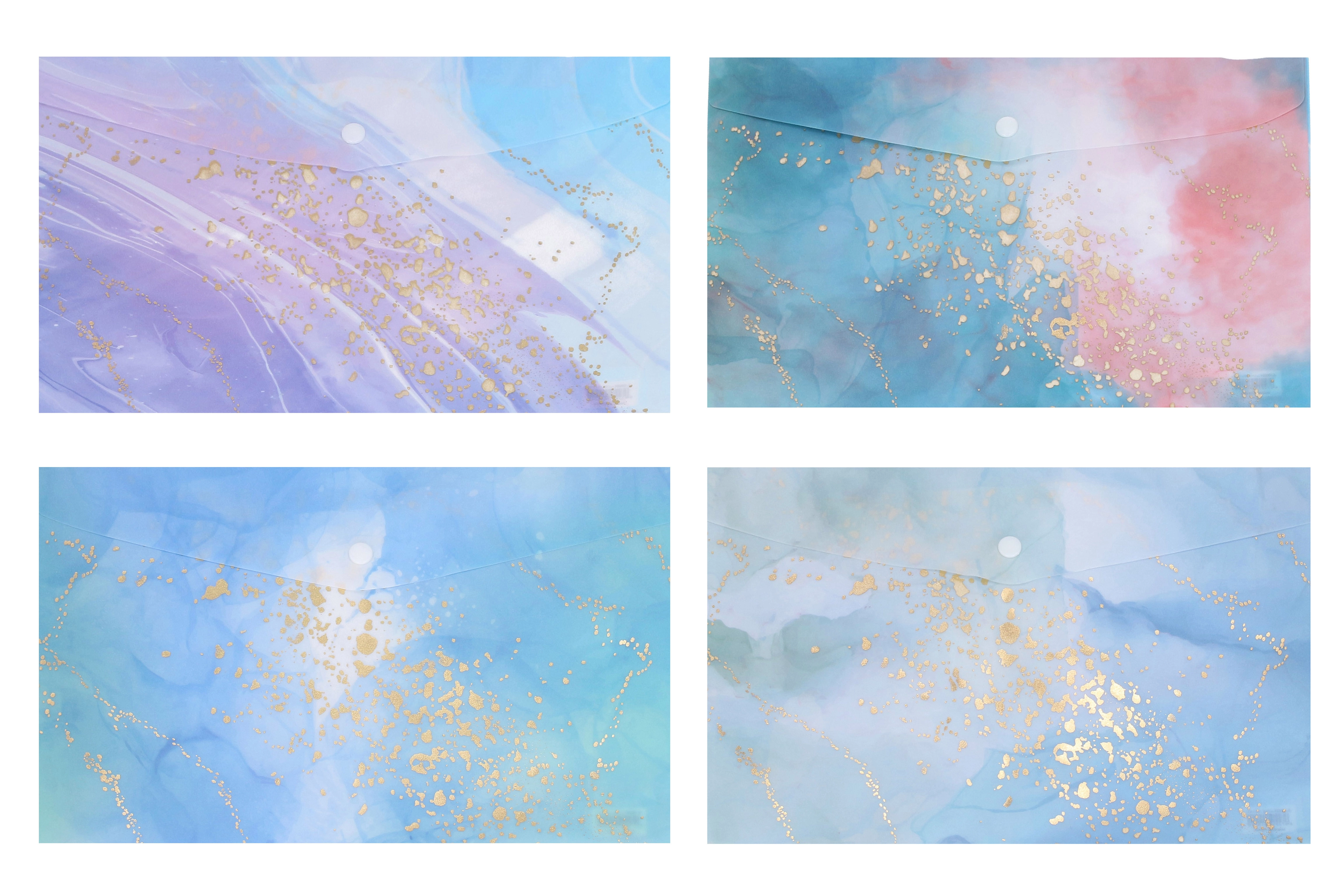 Plastová složka s drukem A4, mramorový design, barevná