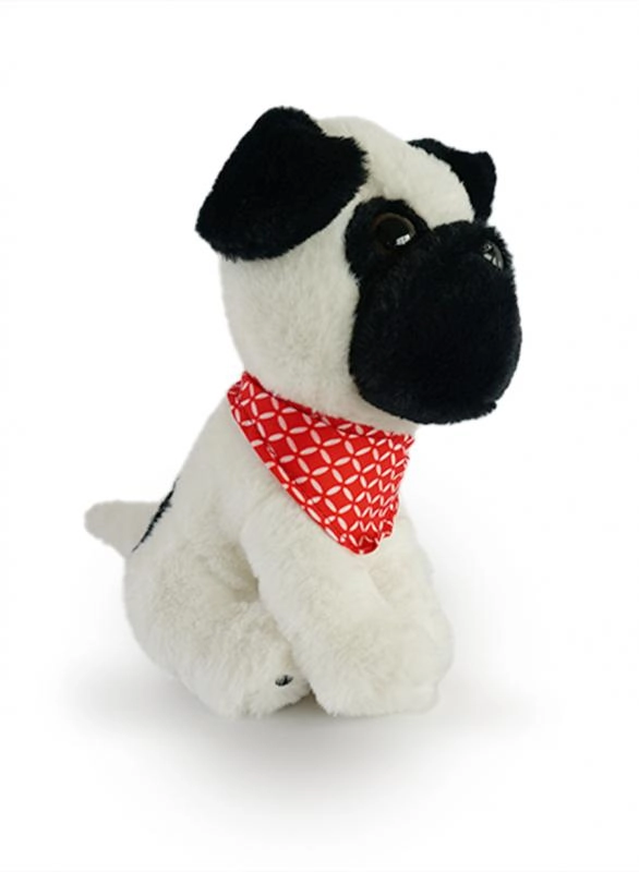 Plyšový pejsek mops 21 cm bílý