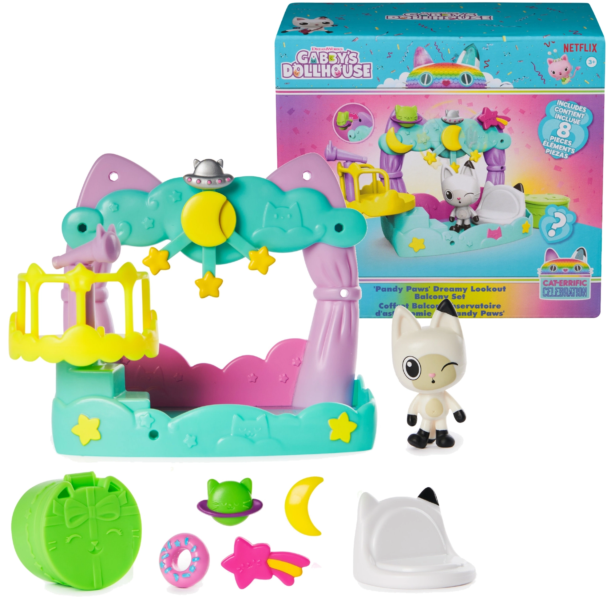 Kocí domek GABBY – balkon Dreamy Lookout s Kiciusem Pandusem a doplňky