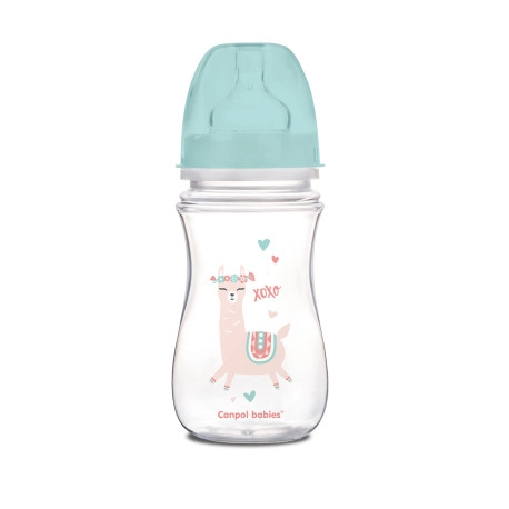 Antikoliková širokohrdlá kojenecká láhev CANPOL BABIES Exotic Animals 240 ml zelená