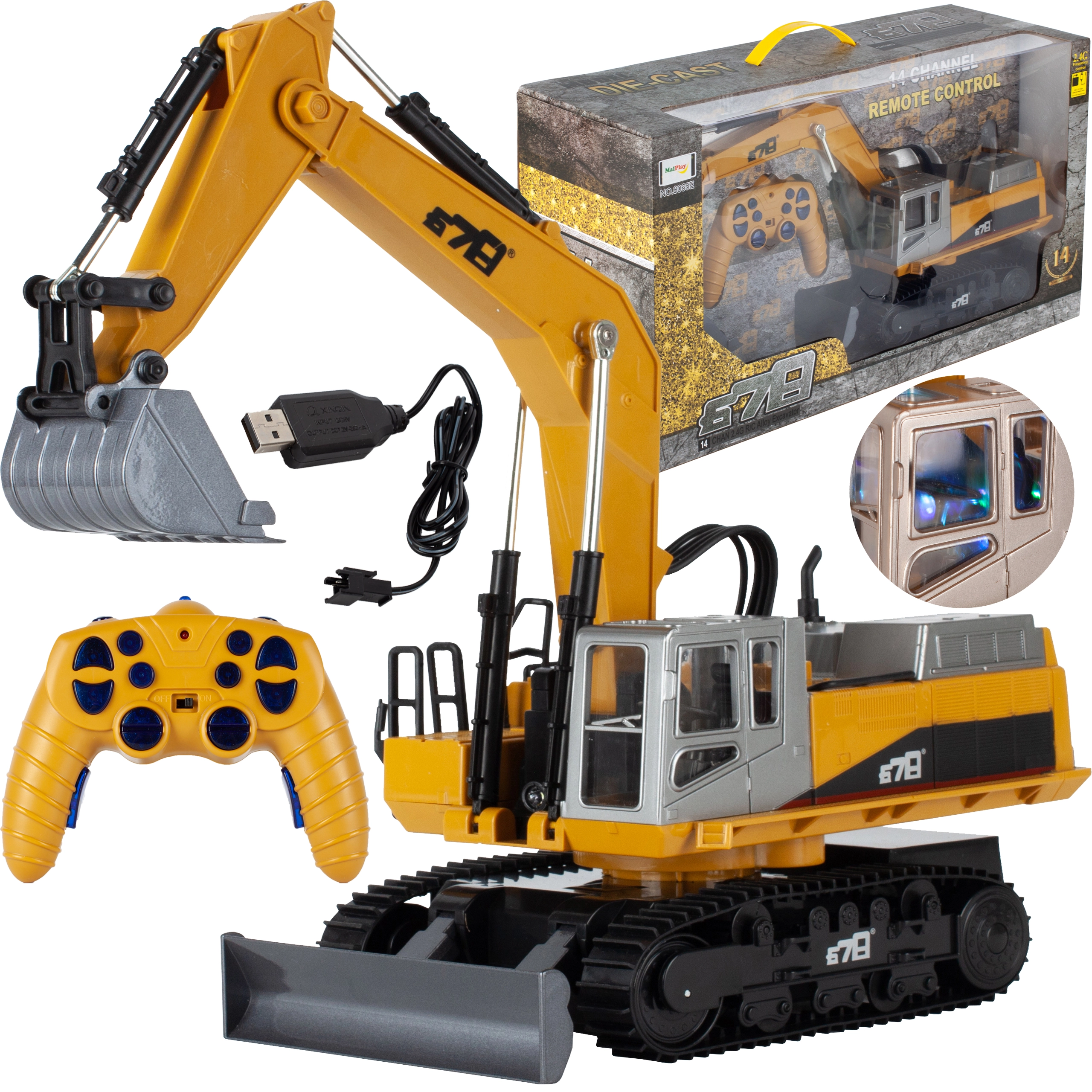 RC bagr Gigant s 12 kanály a USB nabíjením