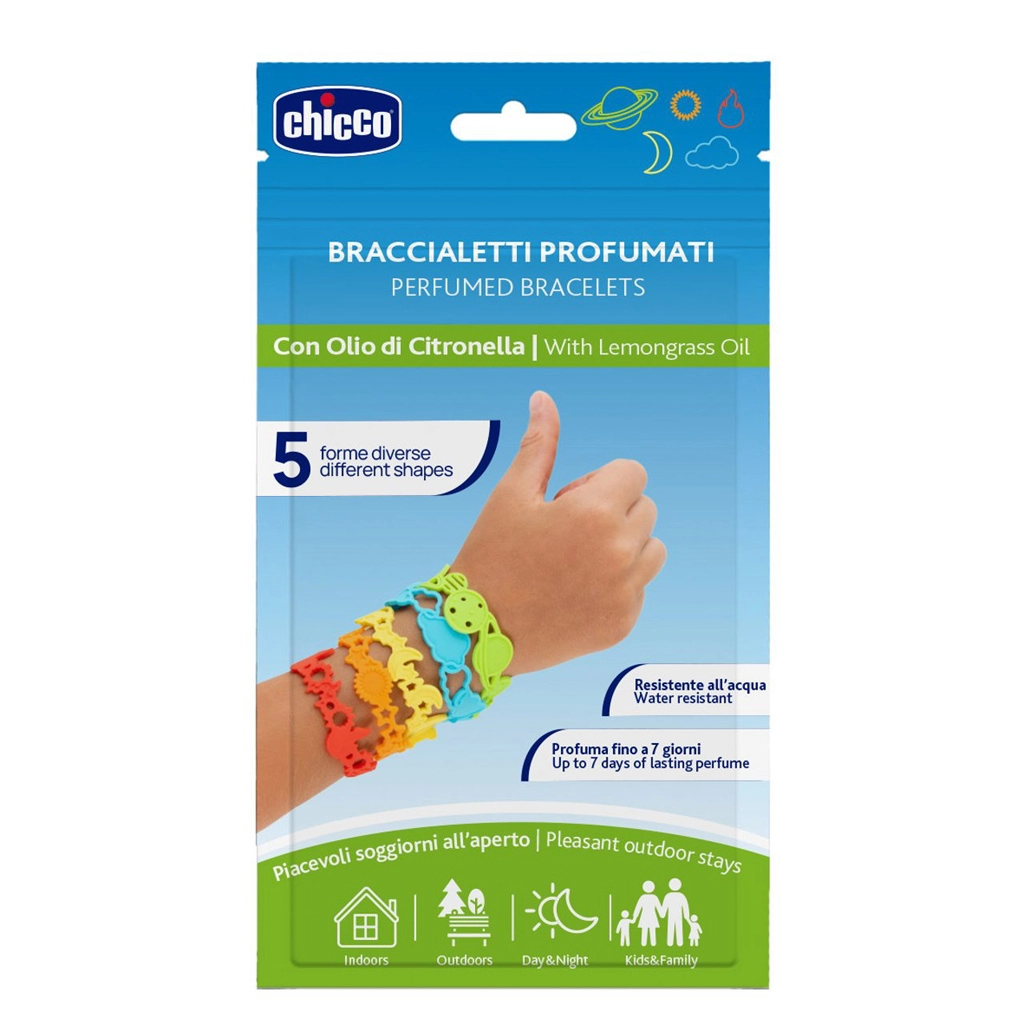 Chicco parfémované silikonové náramky s citronelou 5 ks