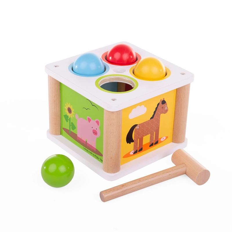 Levně Bigjigs Baby dřevěná zatloukačka Farma