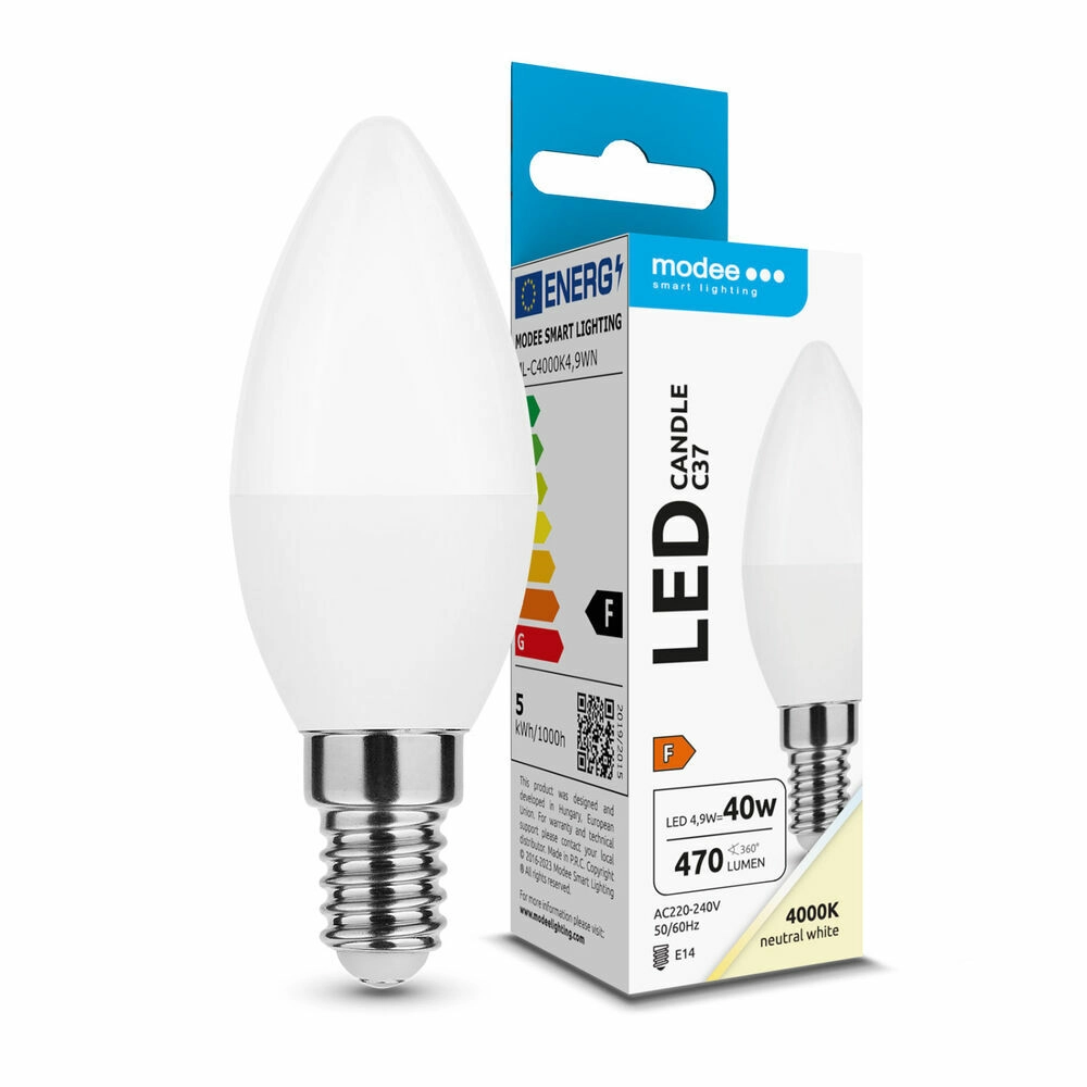 Modee E14 4,9W svíčka LED studená 4000K