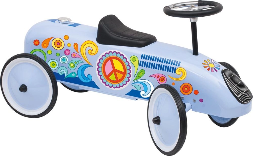 Odrážedlo kovové - Historické auto, modré Hippies (Goki)
