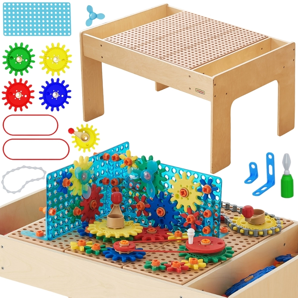 Dřevěný STEM stůl MASTERKIDZ s konstrukční sadou a panely