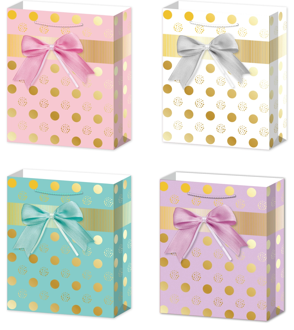 Dárková taška M s mašlí a puntíky