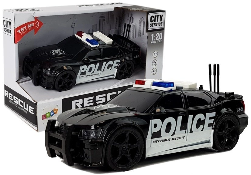 LEANToys Dětské policejní auto se zvuky a světly černobílé