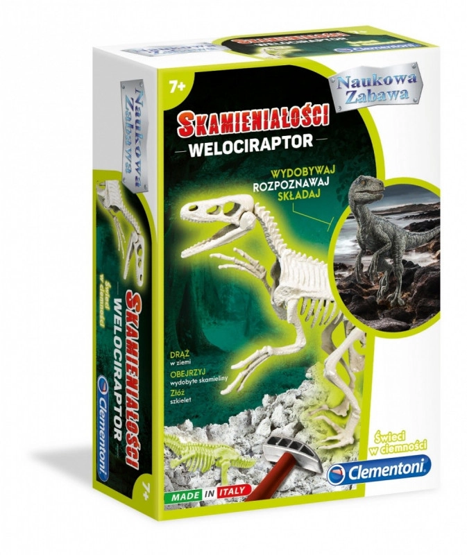 Fosilie velociraptora svítící ve tmě
