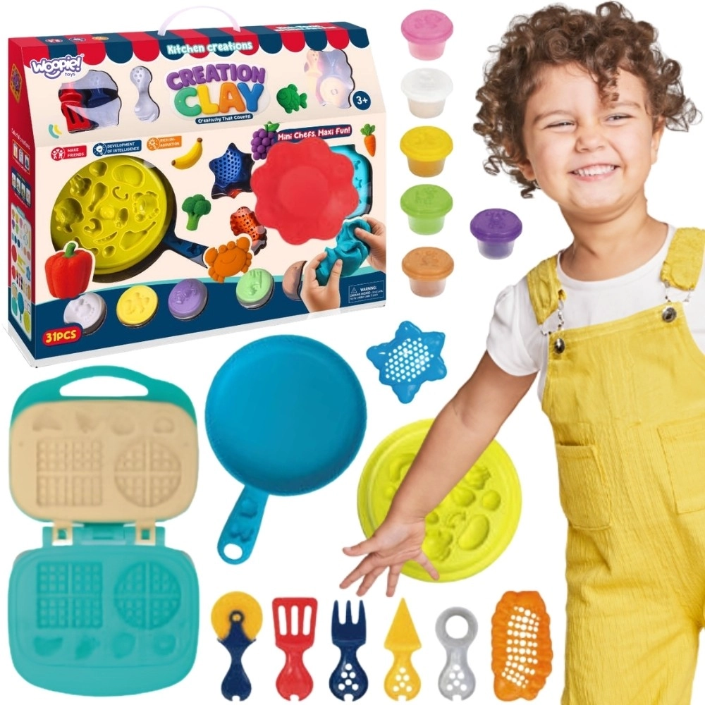 Woopie Creation Clay sada modelíny s vaflovačem a kuchyňskými doplňky (39 ks)