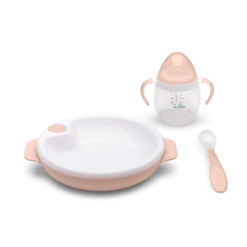Set termotalířku se silikonovou lžičkou a hrnečkem English Rose
