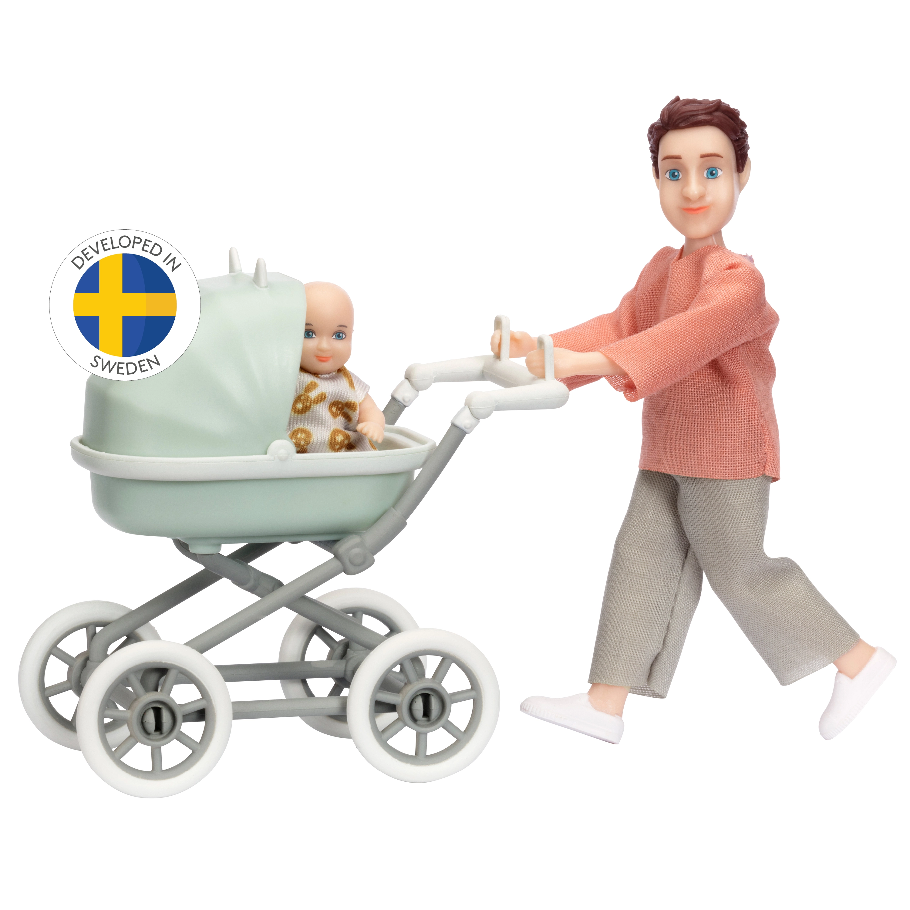 Lundby sada tatínek s miminkem a kočárkem