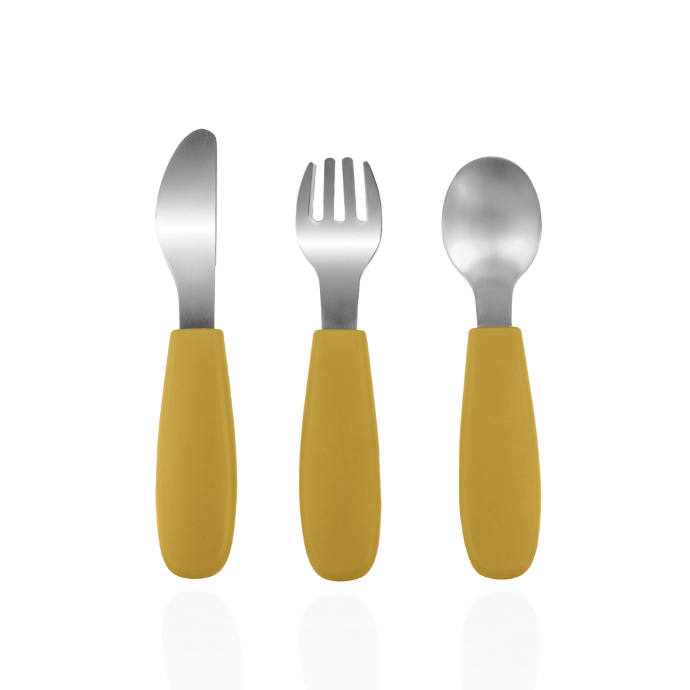 Zopa Silicone Children's Cutlery příbor pro děti 6 m+ Mustard Yellow 3 ks