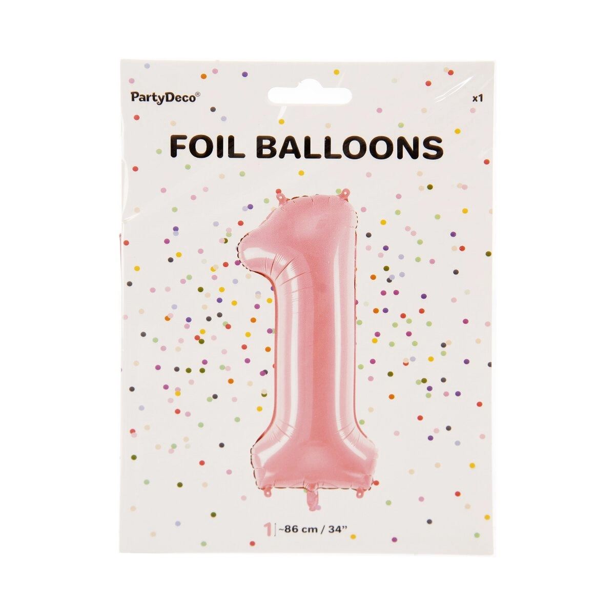PartyDeco Fóliové číslo 1 růžové 86 cm