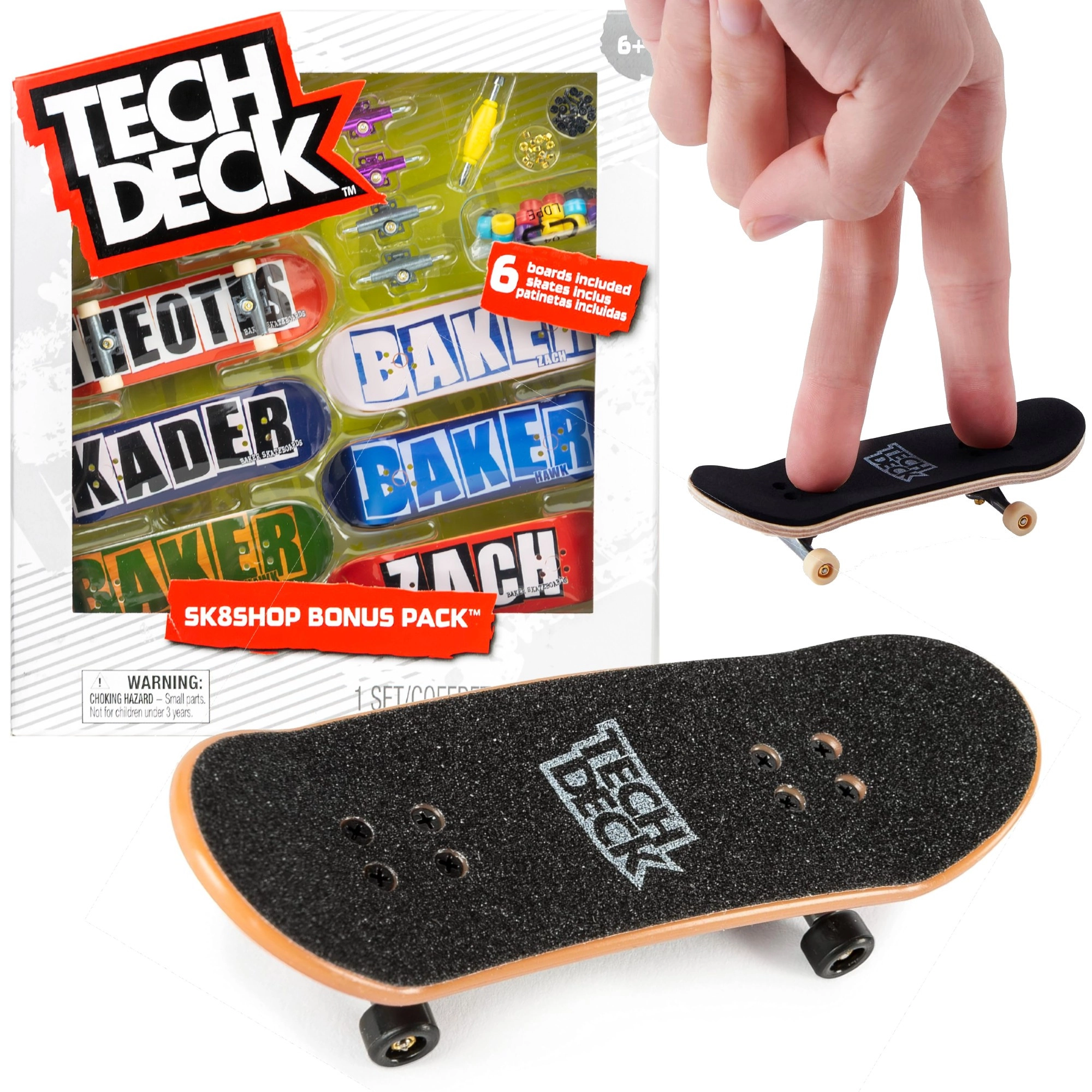 Tech Deck Sk8Shop Bonus Pack Baker – sada fingerboardů 6 ks s příslušenstvím