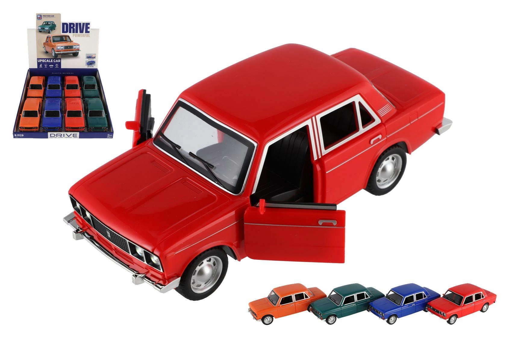 Retro auto na setrvačník se světlem a zvukem 18 cm