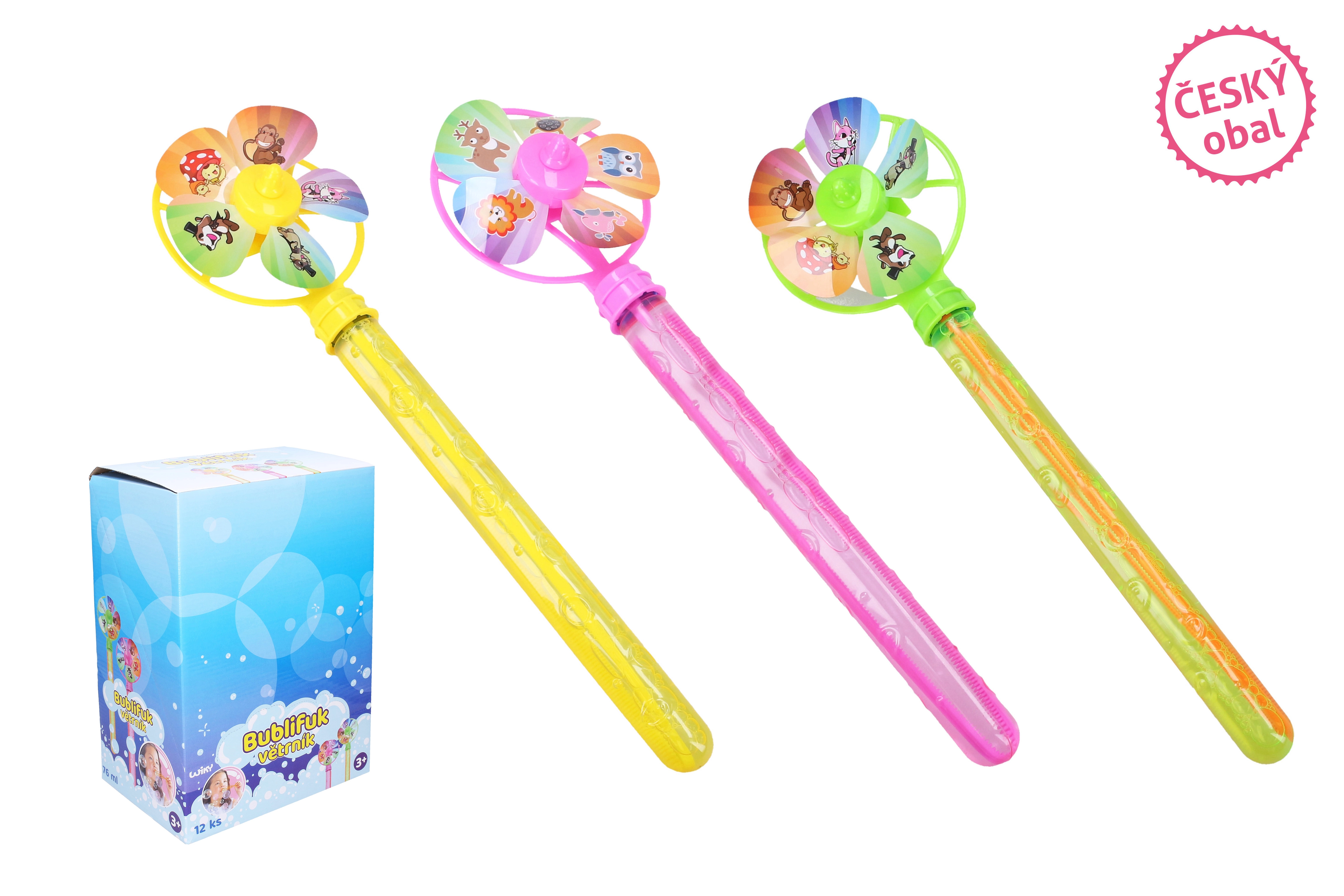 Levně Bublifuk s větrníkem 76 ml, 34 cm – české balení