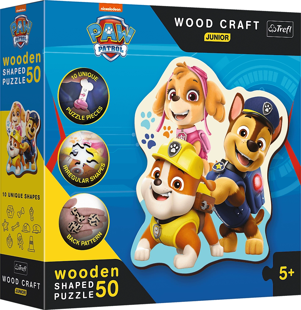 Dřevěné oboustranné puzzle Tlapková patrola 50 dílků